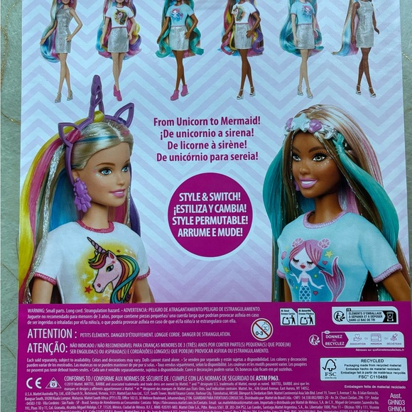Barbie - Fantasy Hair - from Unicorn to Mermaid - NEW - Picture 3 of 7